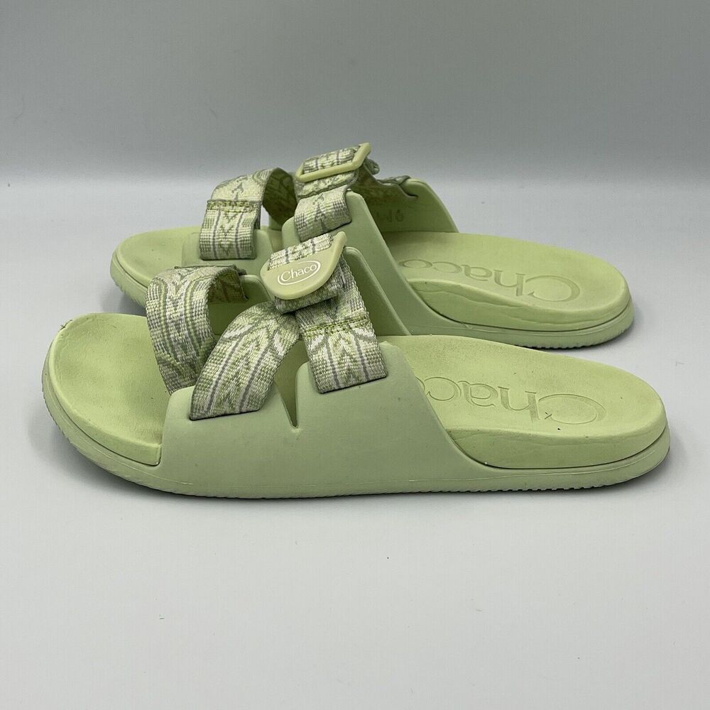 Chaco Womens SIZE 6 Chillos Lime Green Geometric Aztec Slide Sandal Shoes